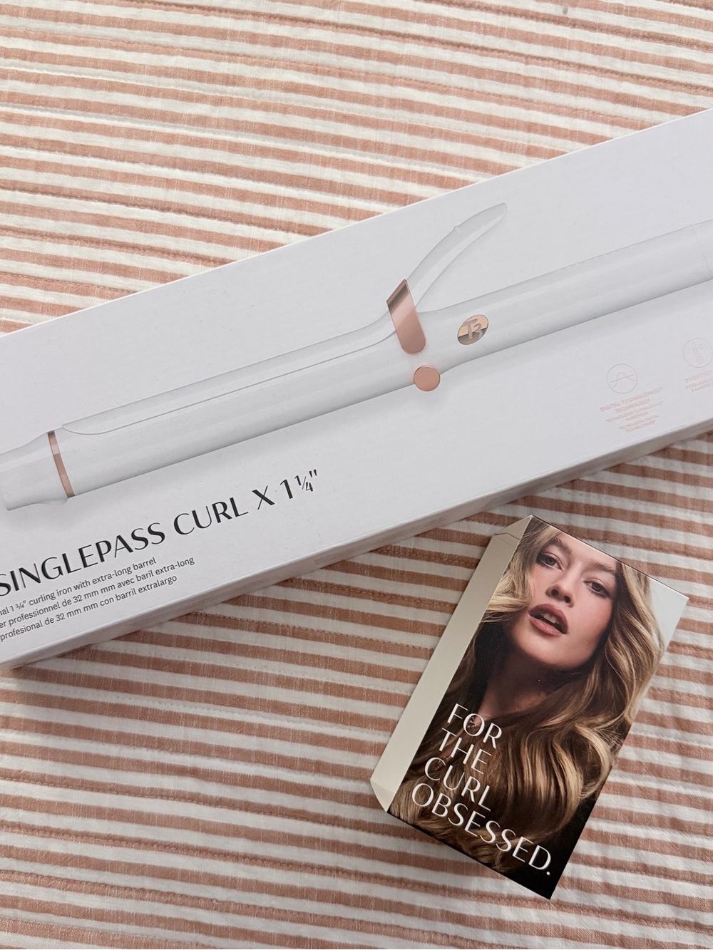 T3 SinglePass Curl X 1¼" White with Rose Gold Accents